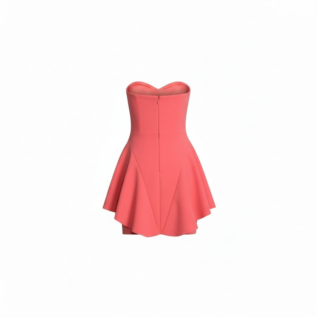 Halston Heritage strapless mini jurk koraal roze xs 34 tweedehands dames designer