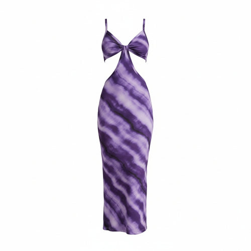 Cult Gaia Bratz collab jurk Kumi tie dye paars xl 42 tweedehands dames designer resortwear