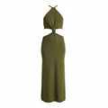Cult Gaia Cameron olive knit jurk XL – cut-out midi dress – nieuw