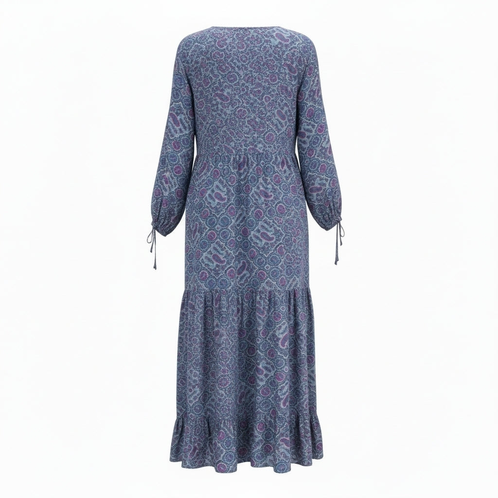 Antik Batik Zena maxi paisley jurk blauw M 38 tweedehands dames designer