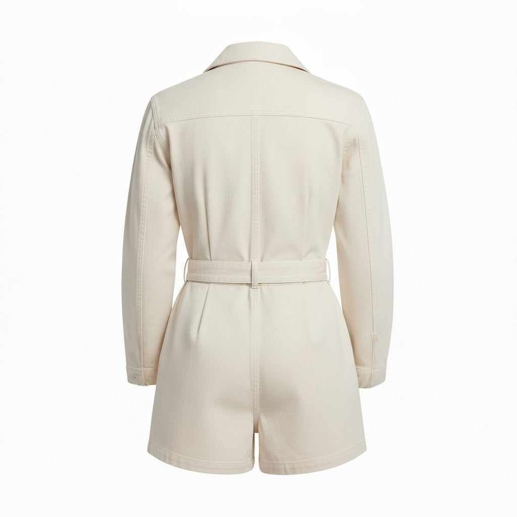 Rag & Bone ecru pleated jumpsuit playsuit L 40 katoen tweedehands dames designer