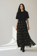 Ba&sh lange maxi rok zwart geel 36 S tweedehands dames designer