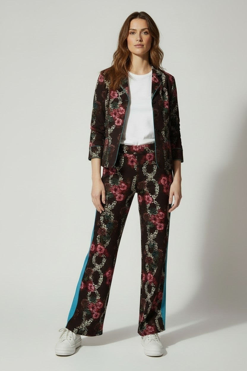 Sandro Paris setje pak broek blouse S 36 zwart multicolour pre-loved