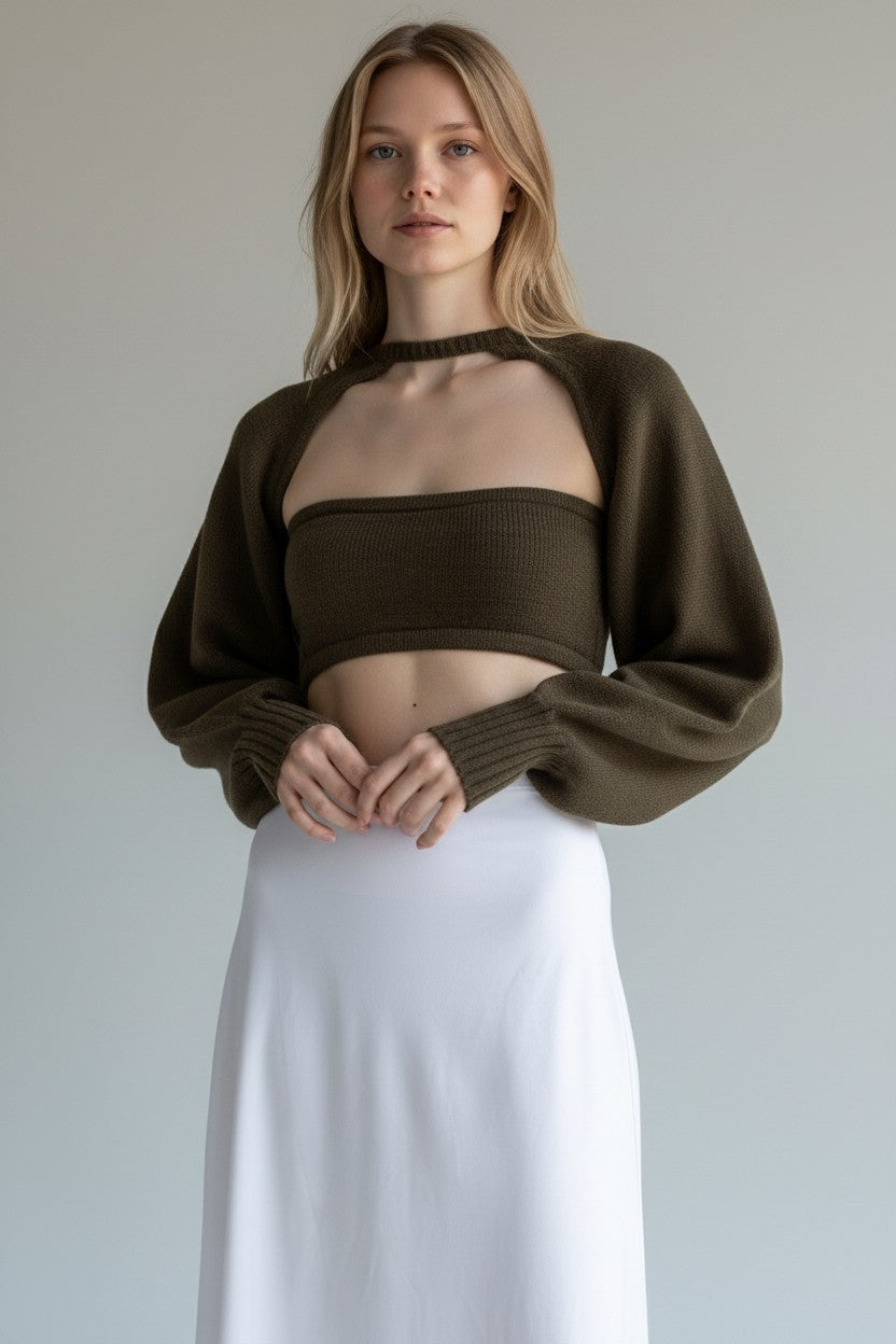 Cult Gaia knit bolero bandeau top groen L tweedehands dames designer