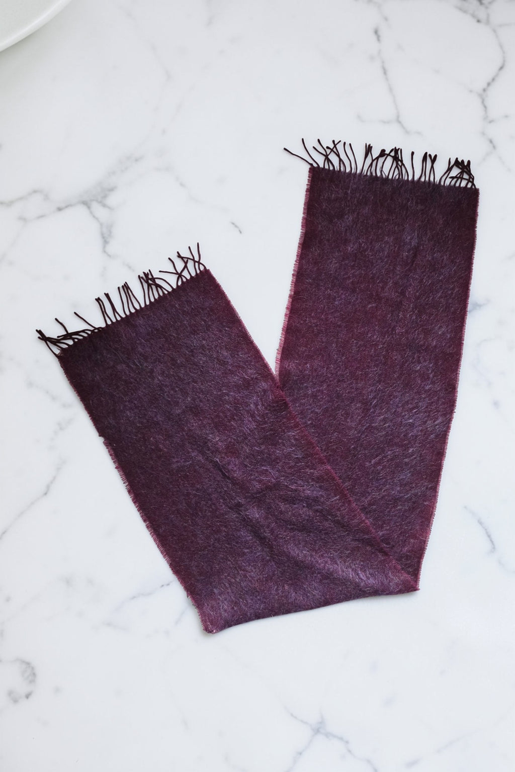 Mulberry Vintage sjaal mohair wol bordeaux rood paars tweedehands dames designer