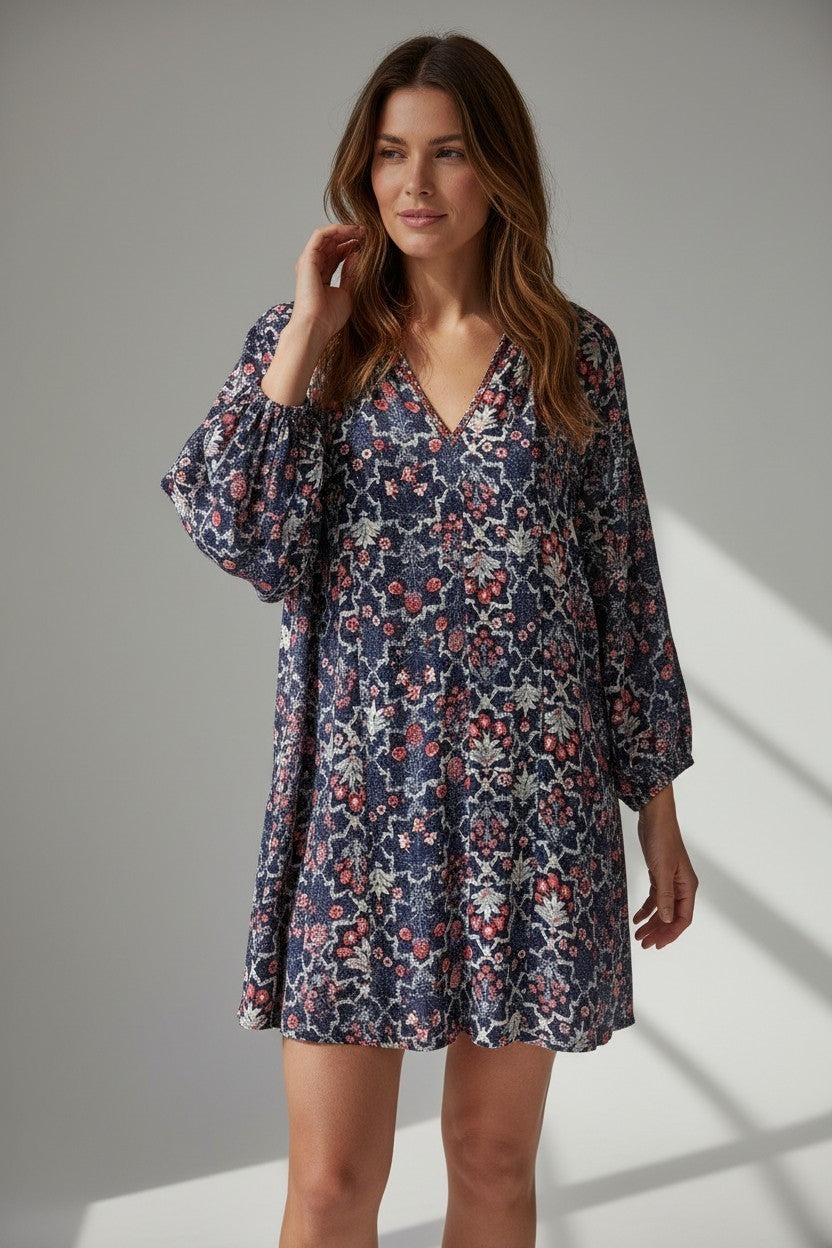 Isabel Marant Etoile linnen wijde jurk blauw FR40 pre-loved