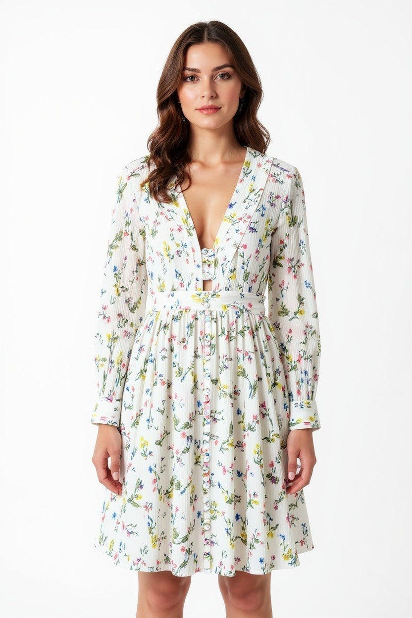 By Malina korte plissé boho ibiza jurkje creme wit 36 S pre-loved designer