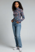 Chufy turtleneck longsleeve blauw stretch M 38 stretch tweedehands dames designer