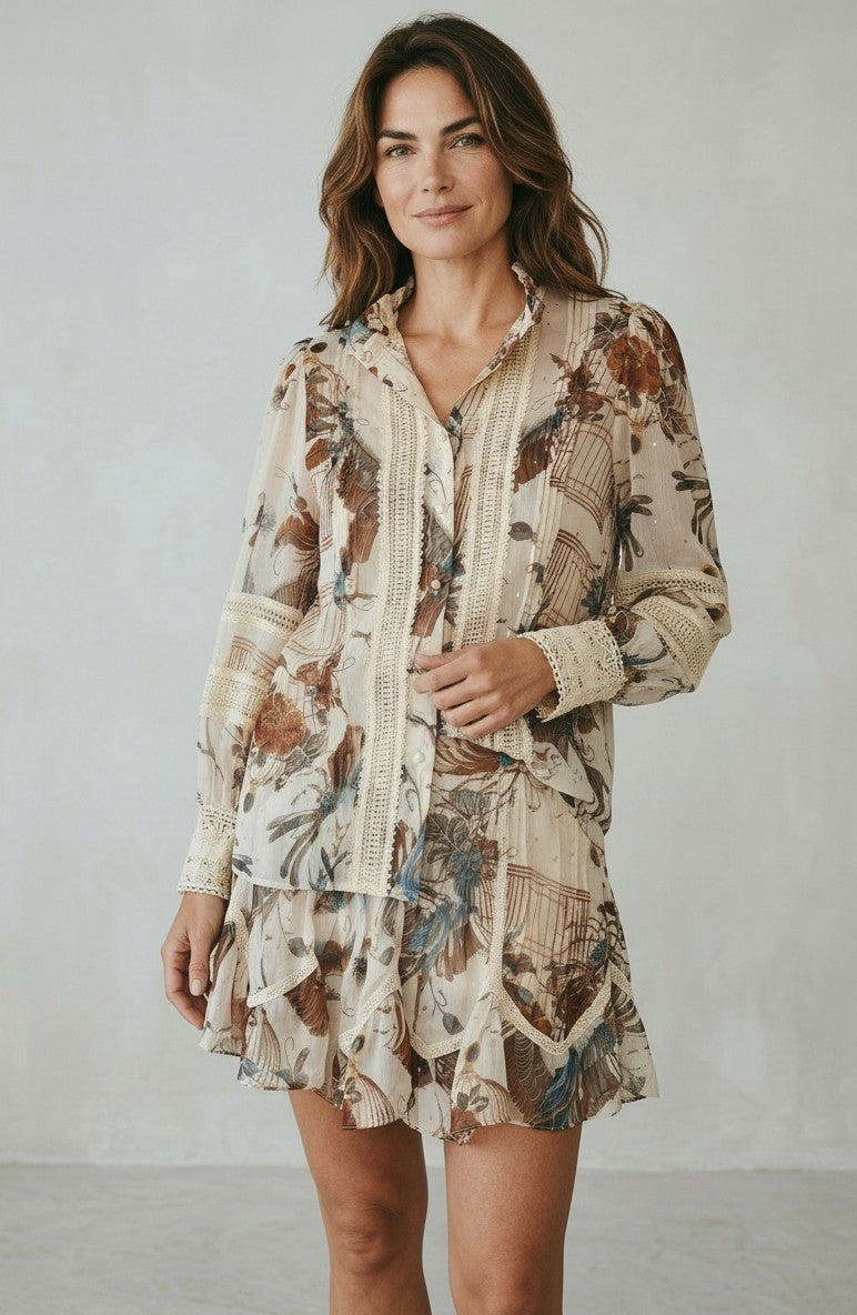 Dream catcher set rok en blouse boho ibiza resortwear xs s 34 36 pre-loved designer