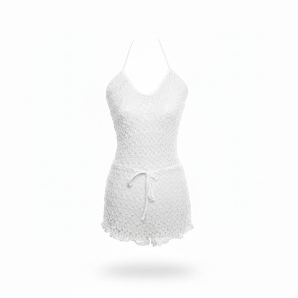 Mc2 Saint Barth jumpsuit playsuit cover up beach resortwear wit one size tweedehands dames designer doorschijnend