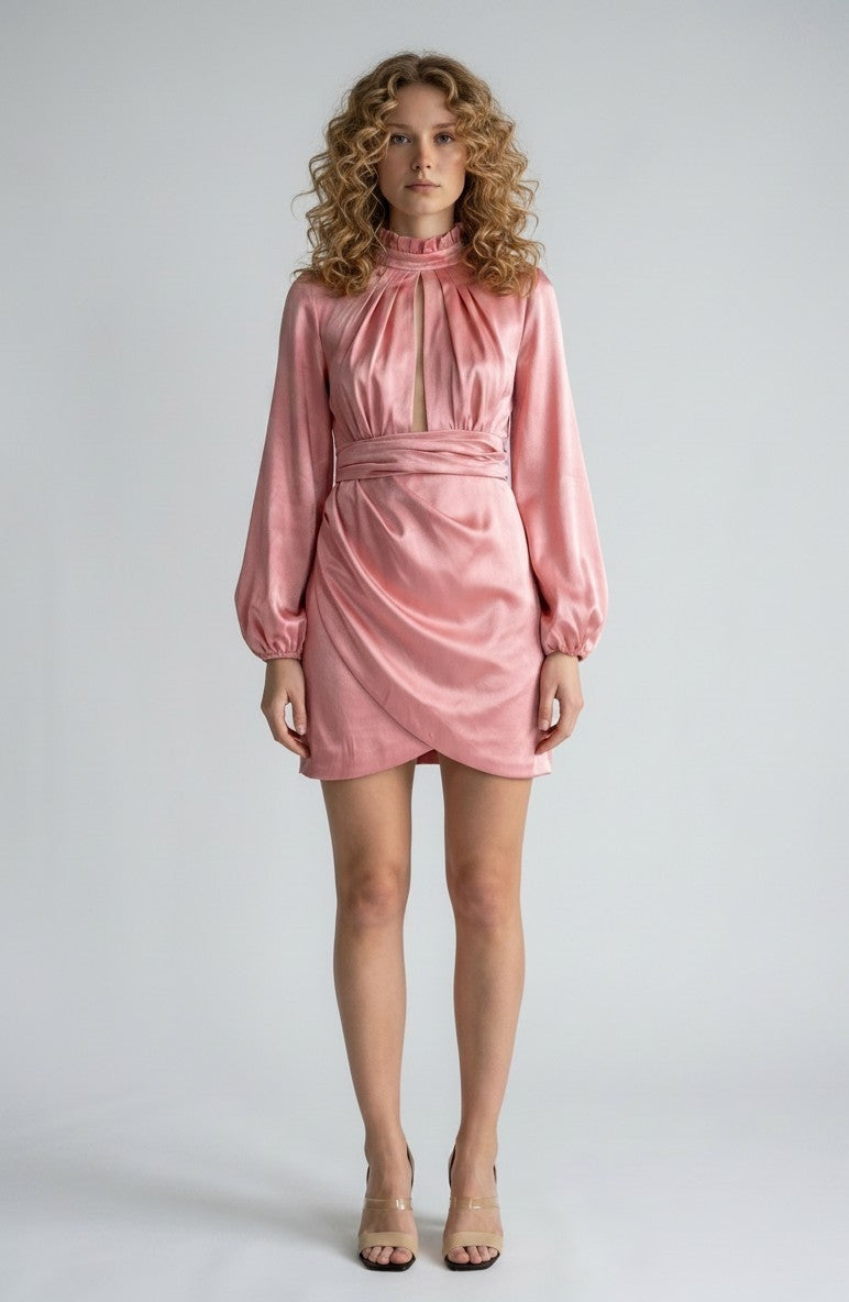 Finders Keepers mini jurk satijn Lucinda roze M nieuw Australisch label tweedehands dames designer