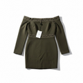 Dion Lee eclipse laced cut out bandage off-shoulder bodycon mini jurk khaki groen 38 M nieuw tweedehands dames designer