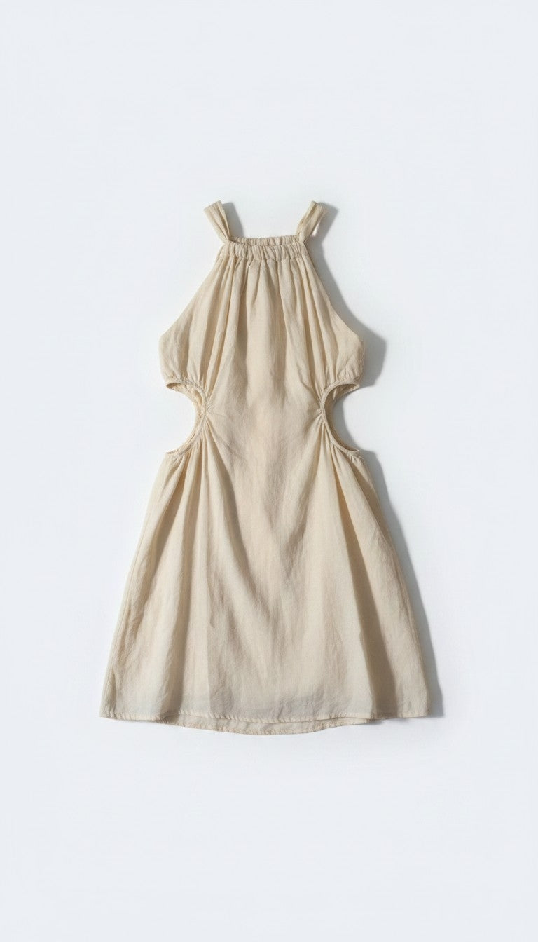 Dissh cut out mini jurk linnen creme xl 42 tweedehands dames