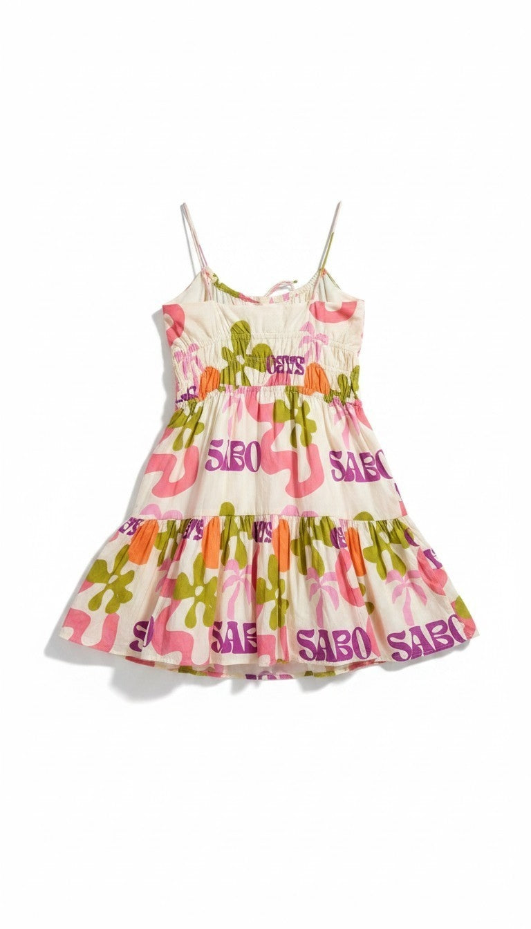 Sabo mini jurk Tropical resortwear creme wit xs 34 tweedehands dames