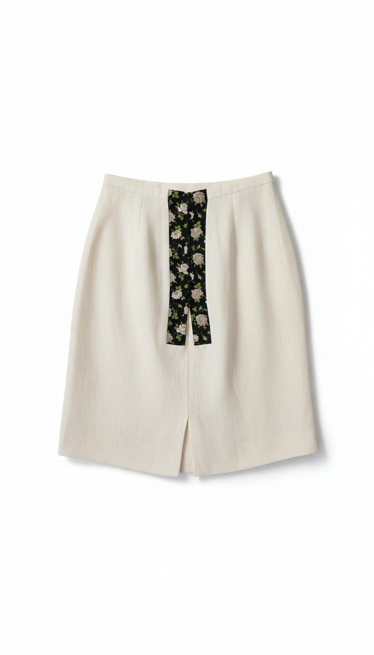Dolce & Gabbana linnen pencil midi button-up rok wit IT46 tweedehands dames designer