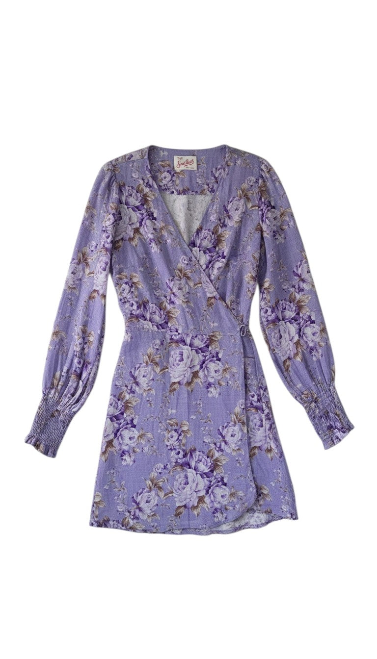Mc2 Saint Barth resortwear korte jurk lila paars bloemen L 40 tweedehands dames designer