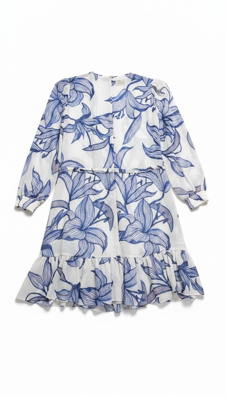 Patbo cover up resortwear beach jurk Targazer wit blauw M 38 tweedehands dames