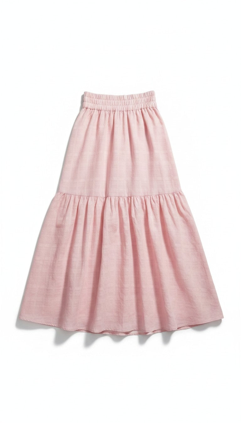 Mara Hoffman maxi rok Carmen roze S 36 resortwear tweedehands dames organic cotton