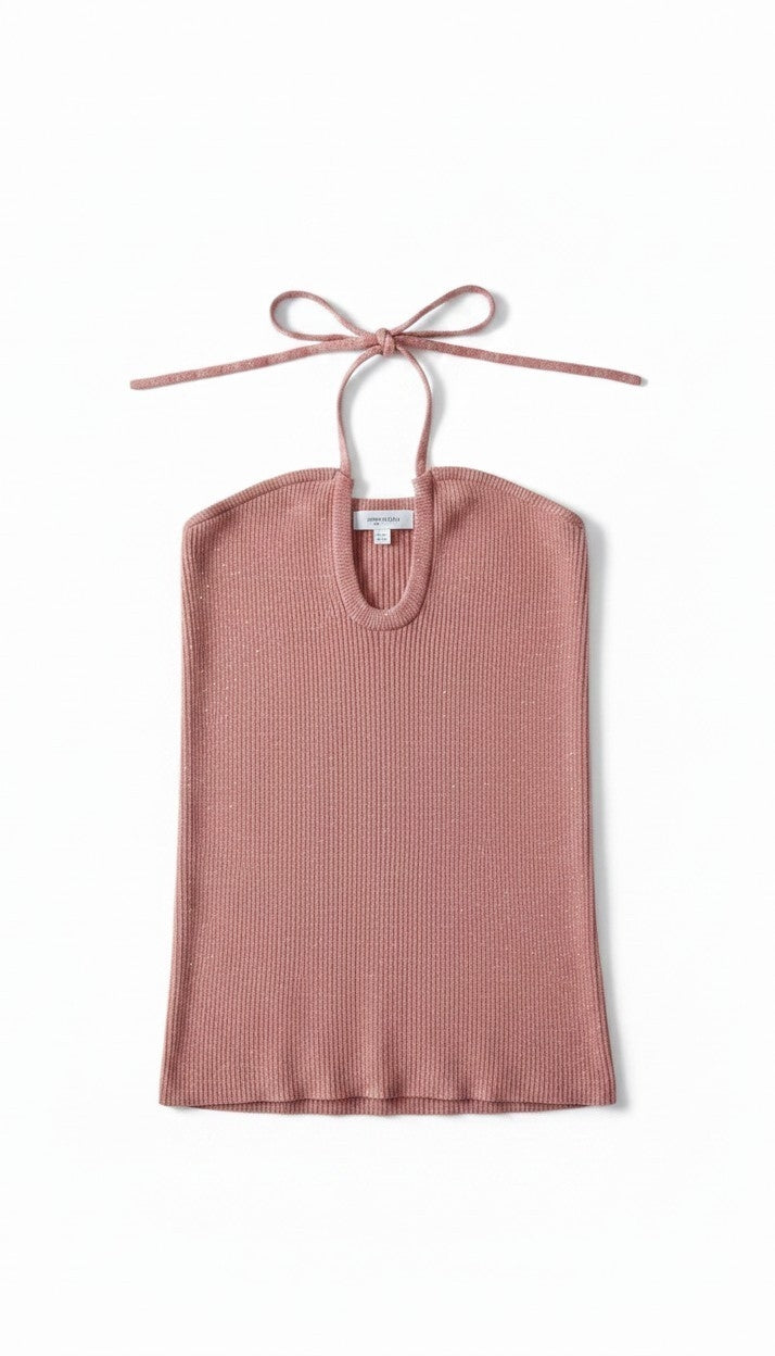 Suncoo halter rib knit top Pipa Metallic roze 40 L tweedehands dames