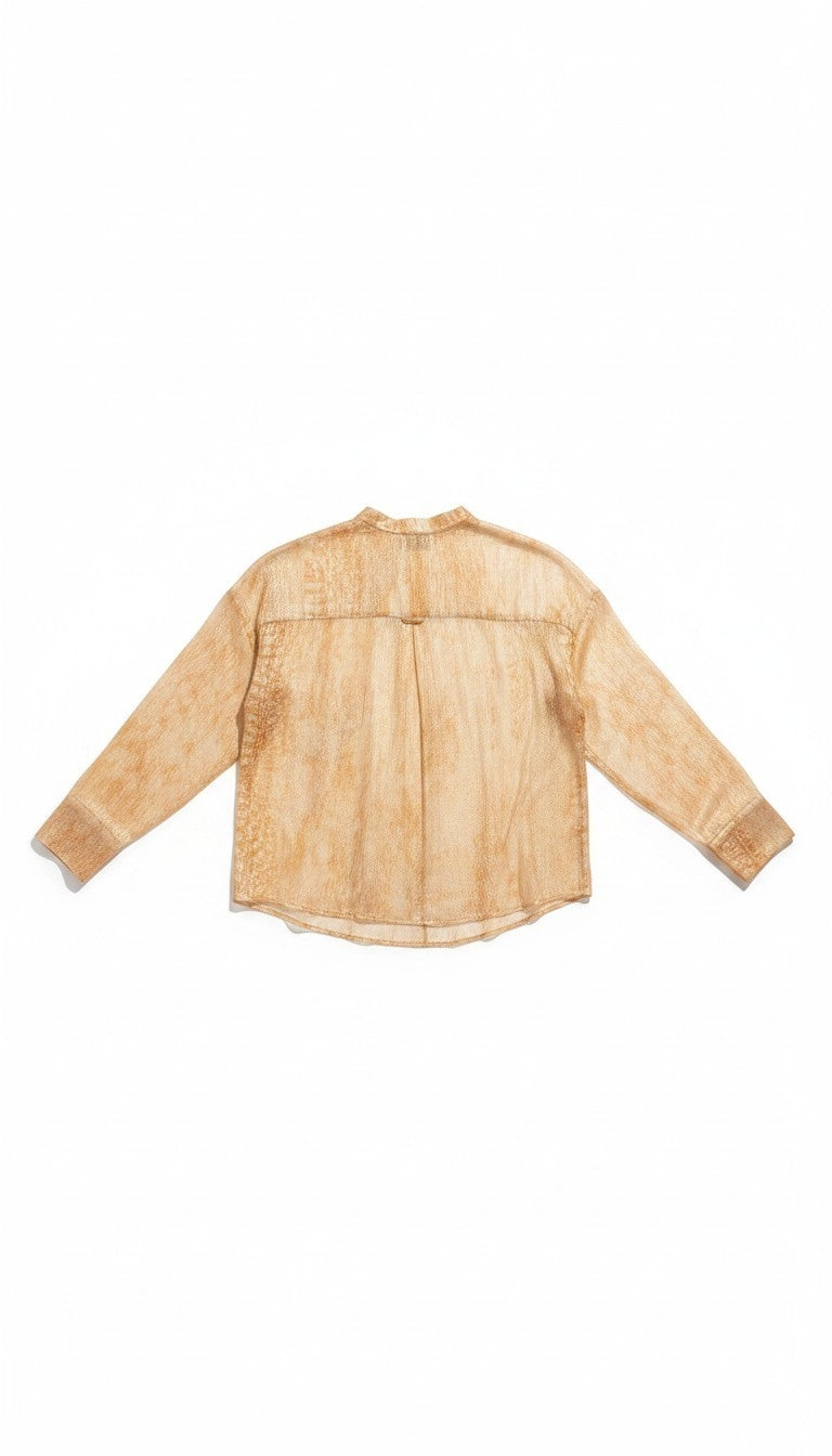 Forte forte zijden wijde blouse oranje metallic xs 34 tweedehands dames