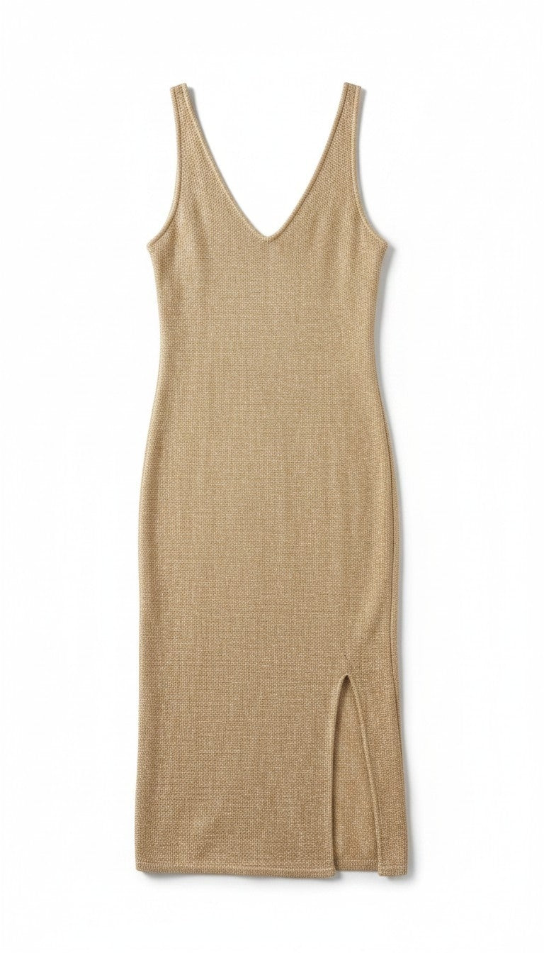 Sass & Bide midi jurk goud Vagabond Heart S 36 tweedehands designer dames
