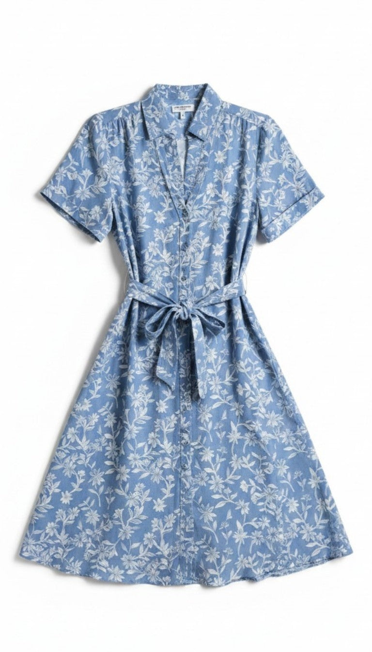 Lot Keckeis jurk Lucy Blauw wit bloemen M tweedehands nieuw dames designer