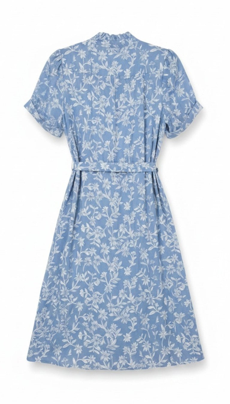 Lot Keckeis jurk Lucy Blauw wit bloemen M tweedehands nieuw dames designer