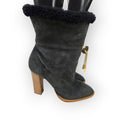 Chloe enkellaarzen antraciet grijs 40.5 suede wol leer tweedehands dames designer