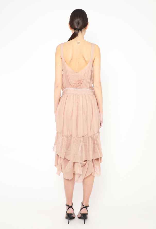 Stella Mccartney catwalk jurk groen chiffon voilant 38 M tweedehands designer dames