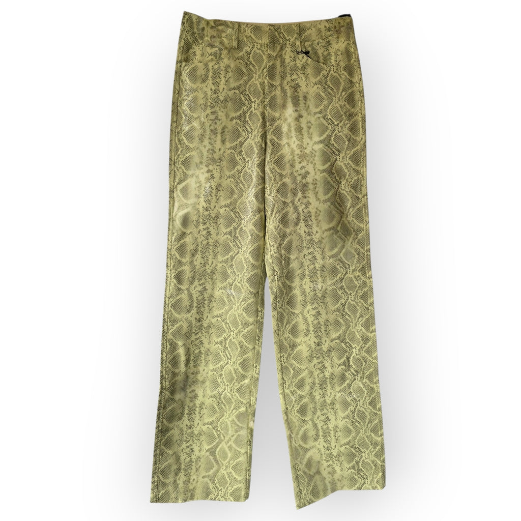 Rotate dames faux leren broek slangenprint geel FR38 M tweedehands designer dames