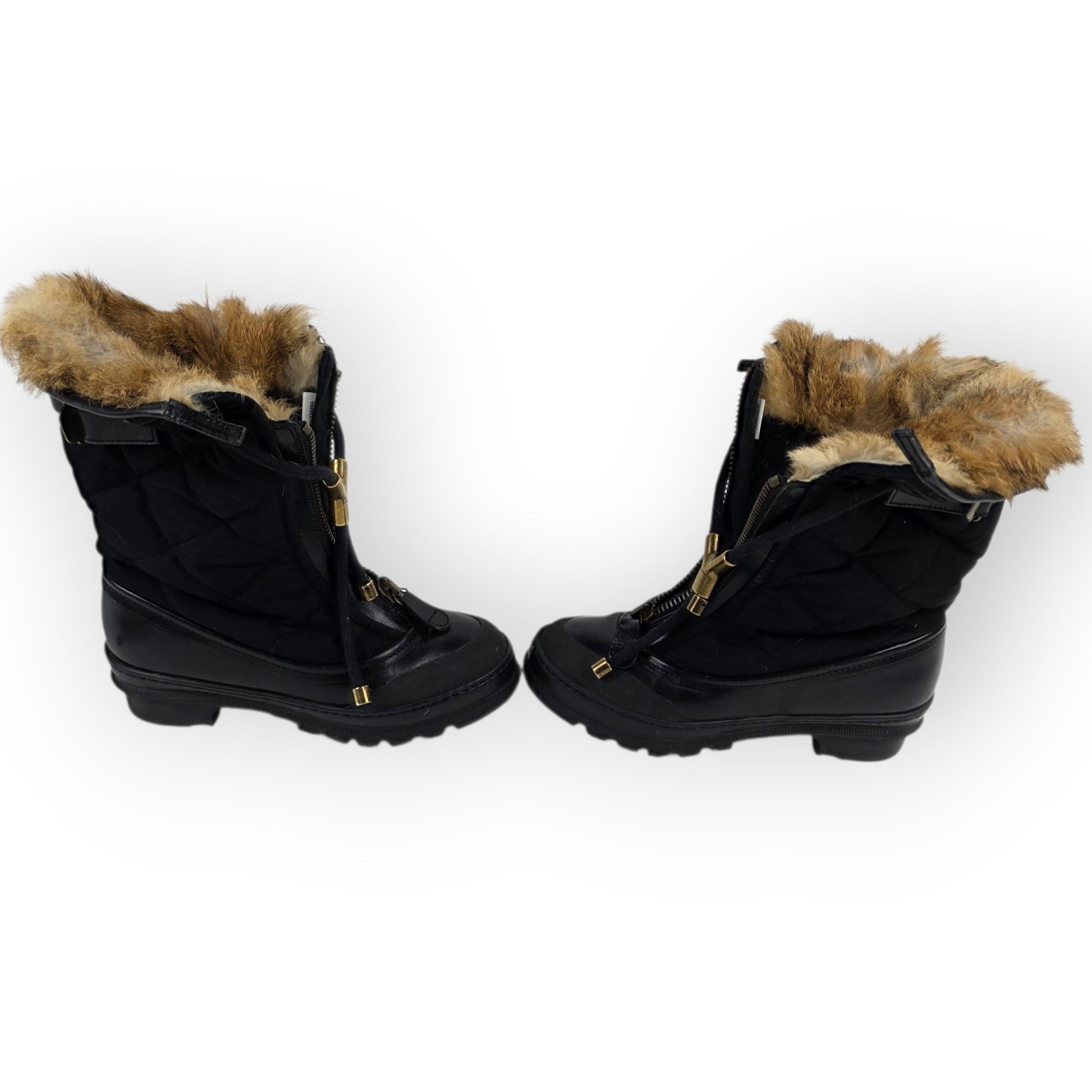 Burberry winterlaarzen moonboots zwart maat 36 rubber  tweedehands dames designer
