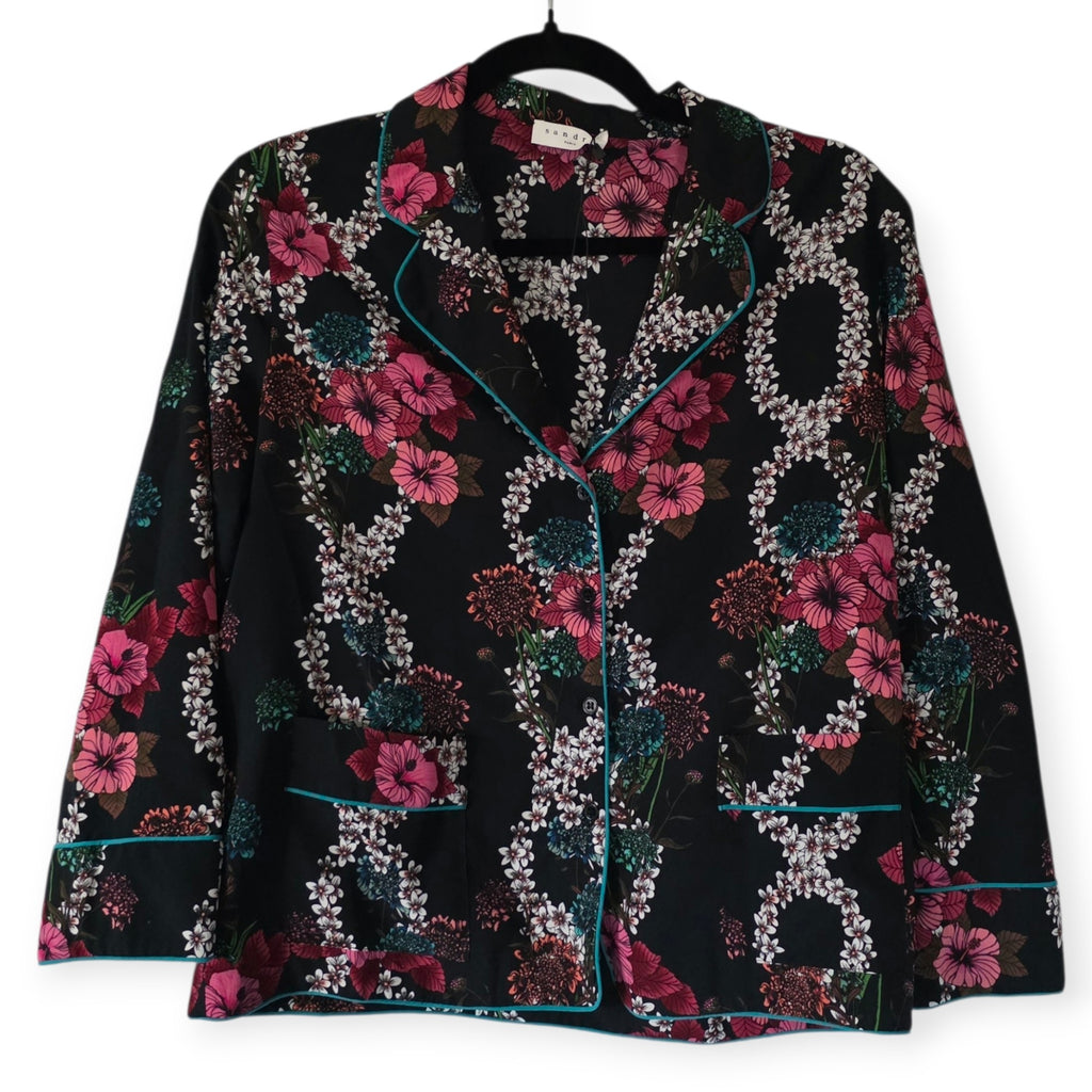 Sandro Paris setje pak broek blouse S 36 zwart multicolour pre-loved