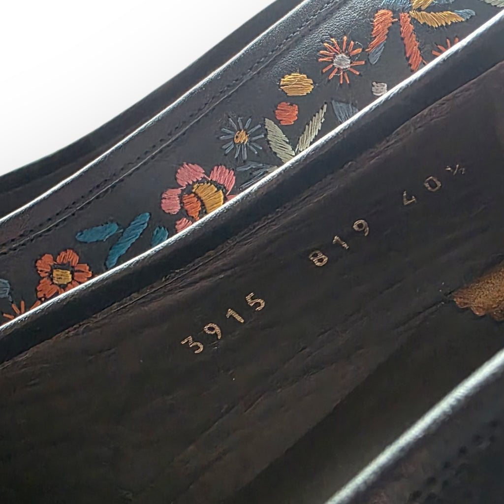 Dries van Noten geborduurde leren pumps maat 40,5 bruin tweedehands dames designer