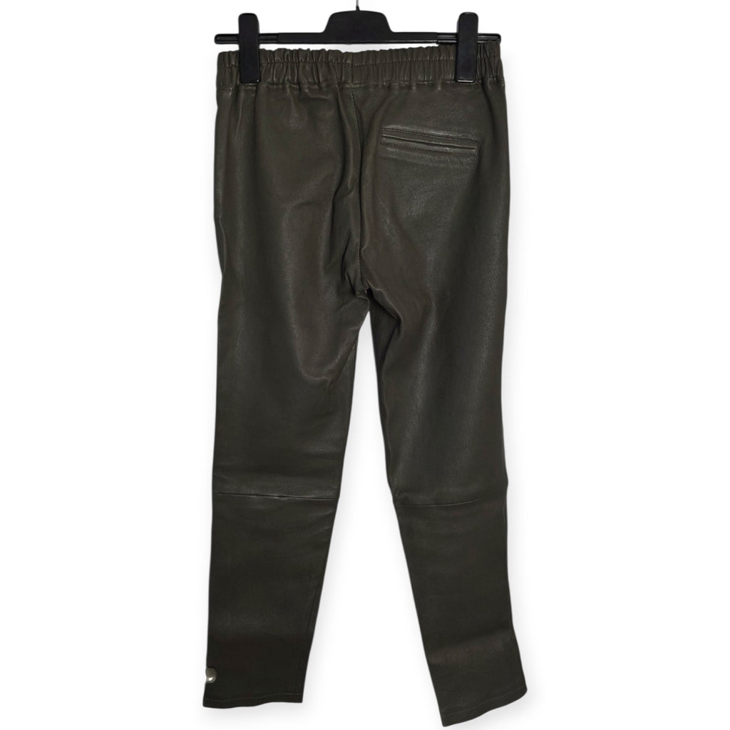 Enes leren slim fit broek khaki groen s 36 tweedehands designer dames