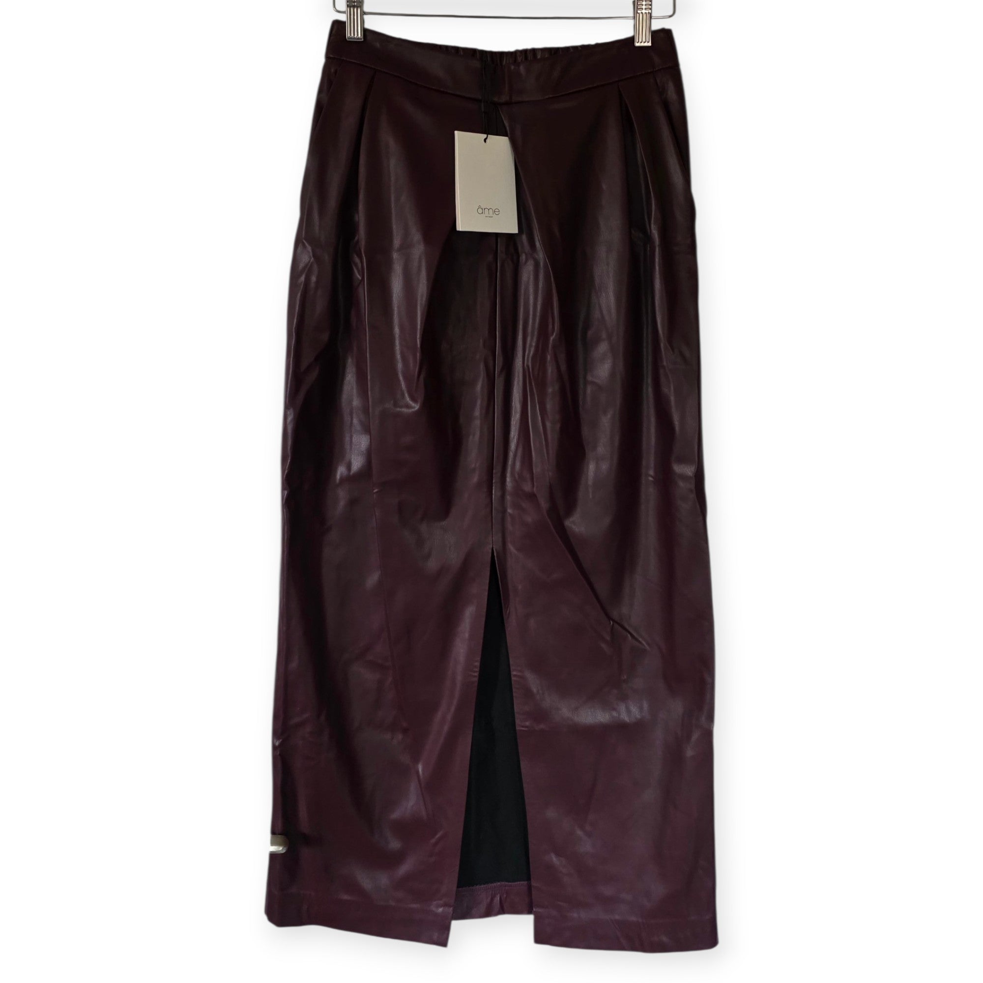 Amê Antwerp faux leather midi rok high waist burgundy rood 36 S pre-loved*nieuw