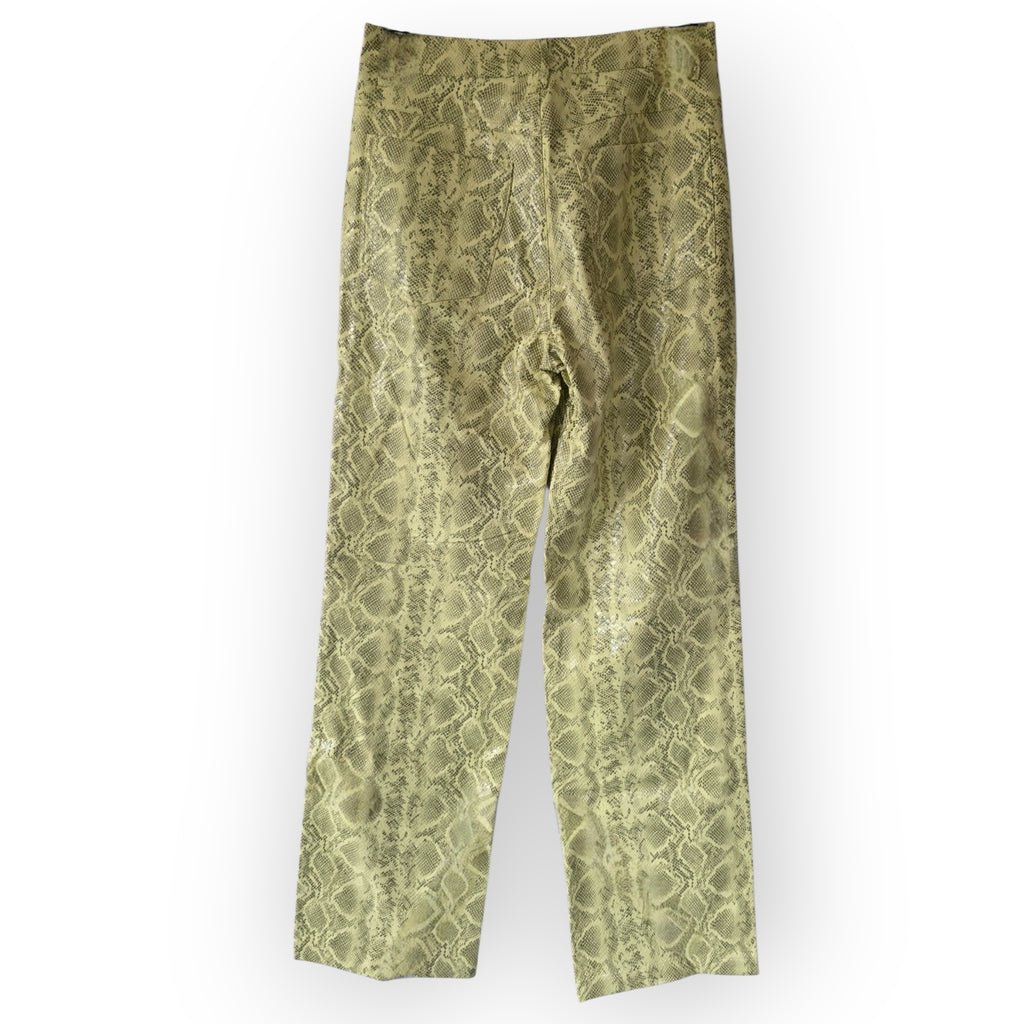 Rotate dames faux leren broek slangenprint geel FR38 M tweedehands designer dames
