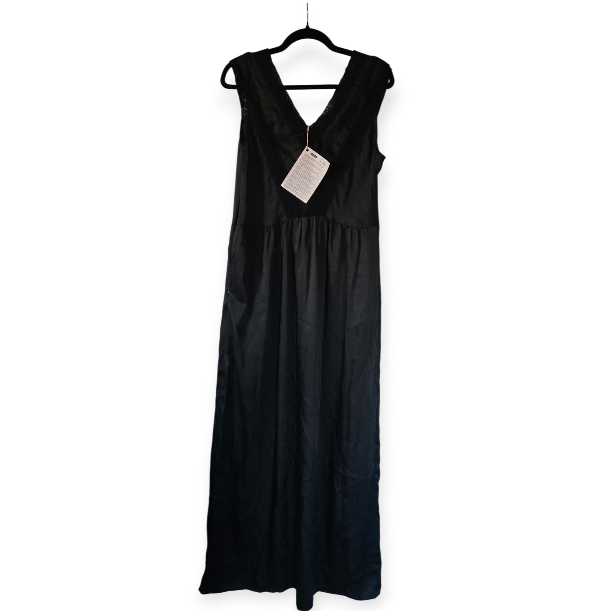 Rue 8isquit lange mouwloze maxi jurk zwart kant it46 40 L tweedehands dames designer
