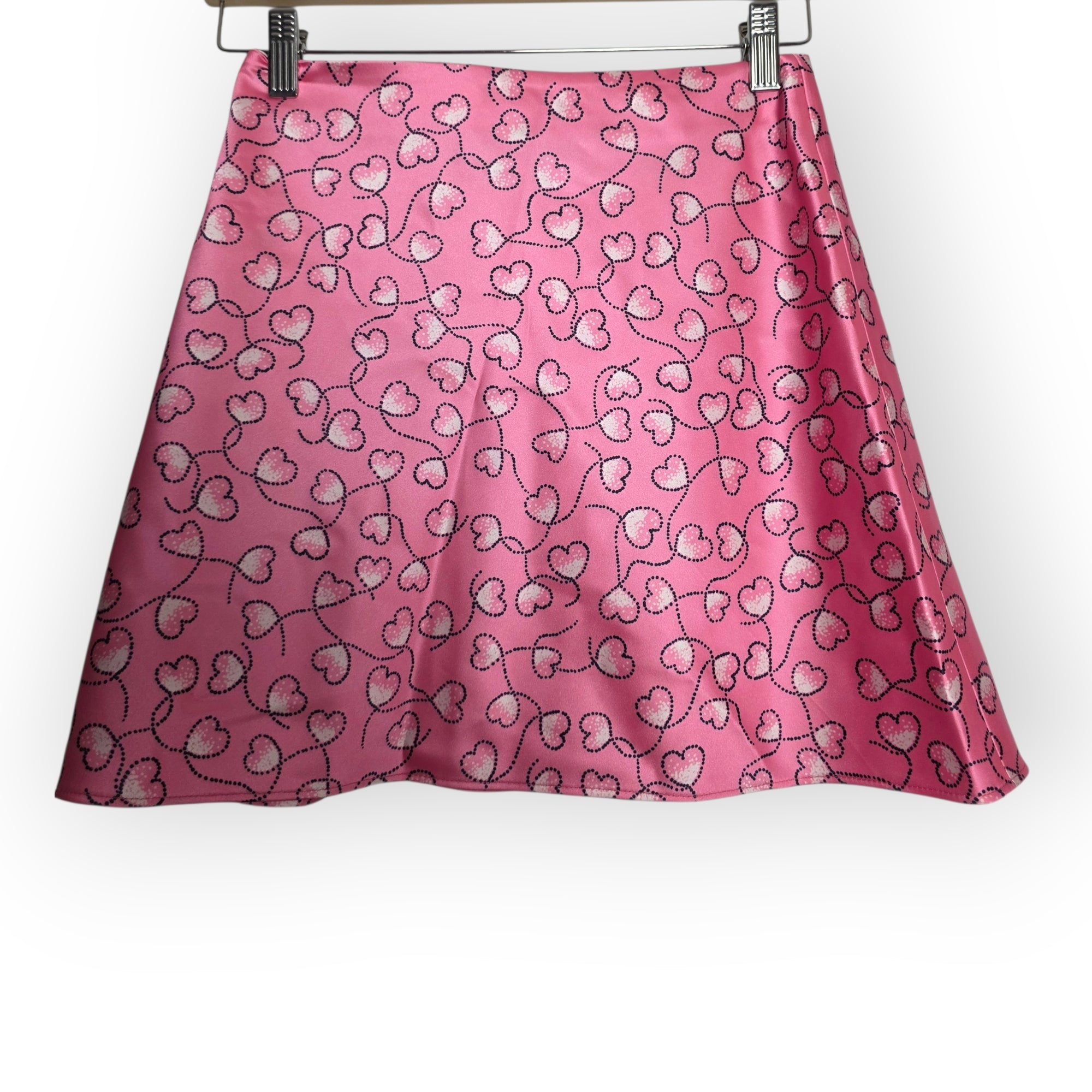 ROTATE Mania Skirt set Sachet Pink satijnen hartjes co‑ord  34 xs rok en top tweedehands dames designer