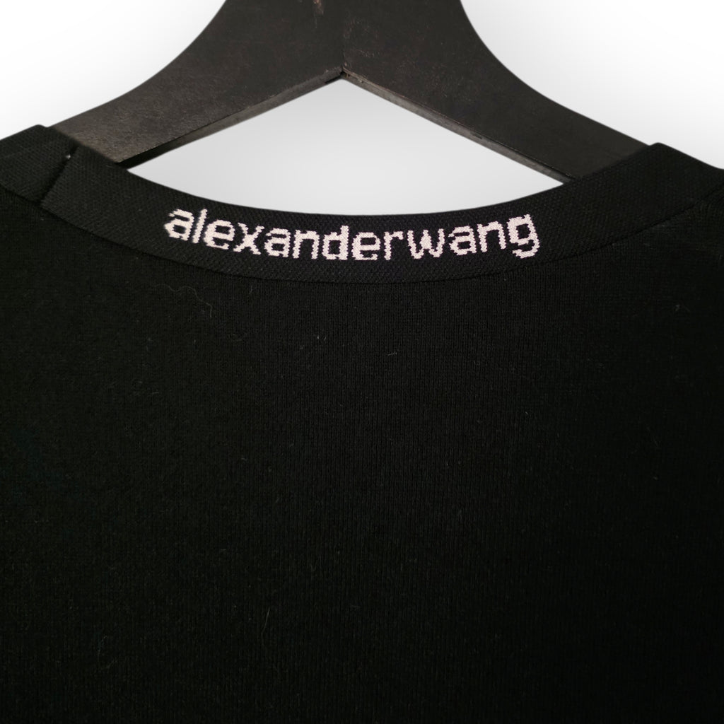 T.Alexander Wang zwart logo bodycon mini‑jurk maat L 38/40 tweedehands dames designer