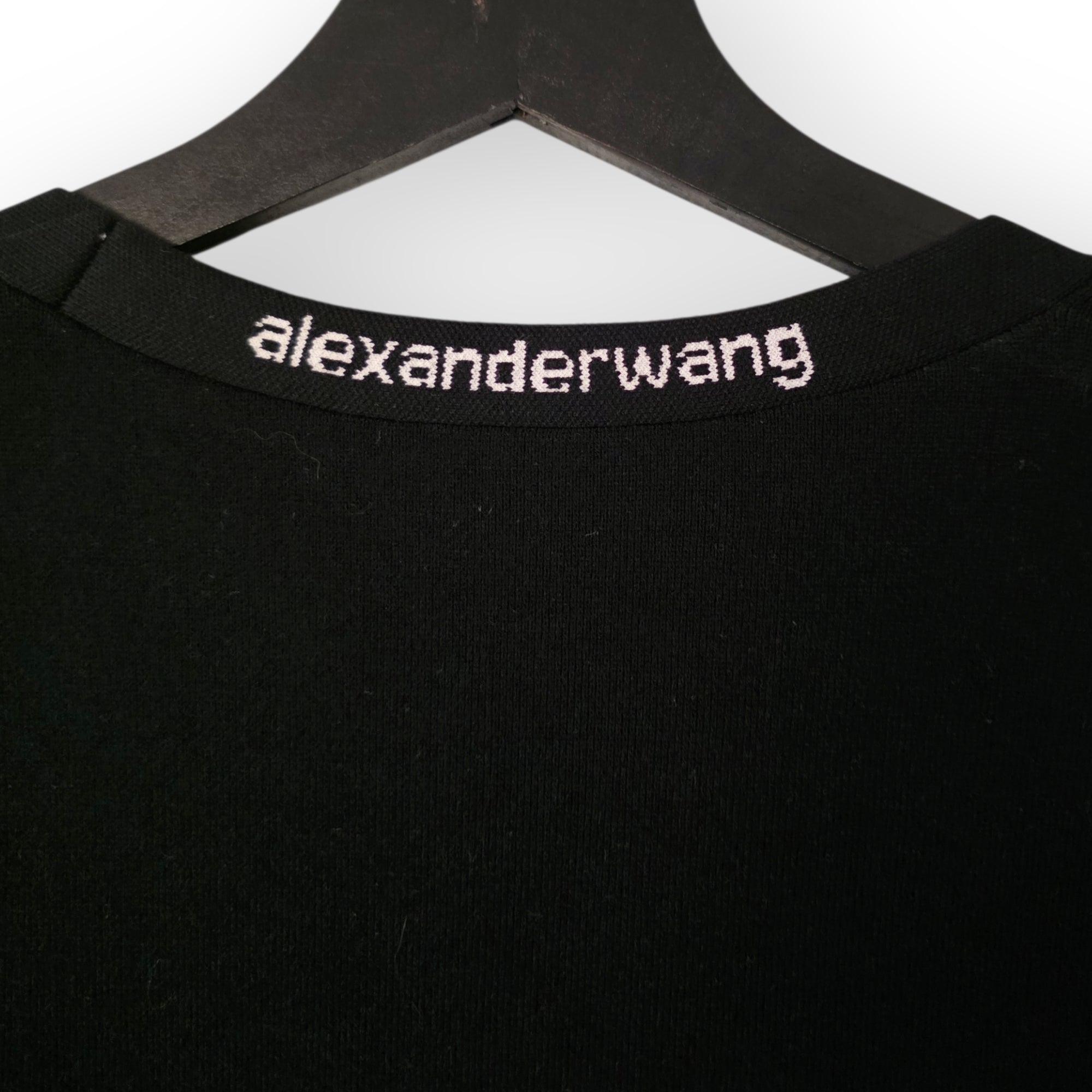 T.Alexander Wang zwart logo bodycon mini‑jurk maat L 38/40 tweedehands dames designer