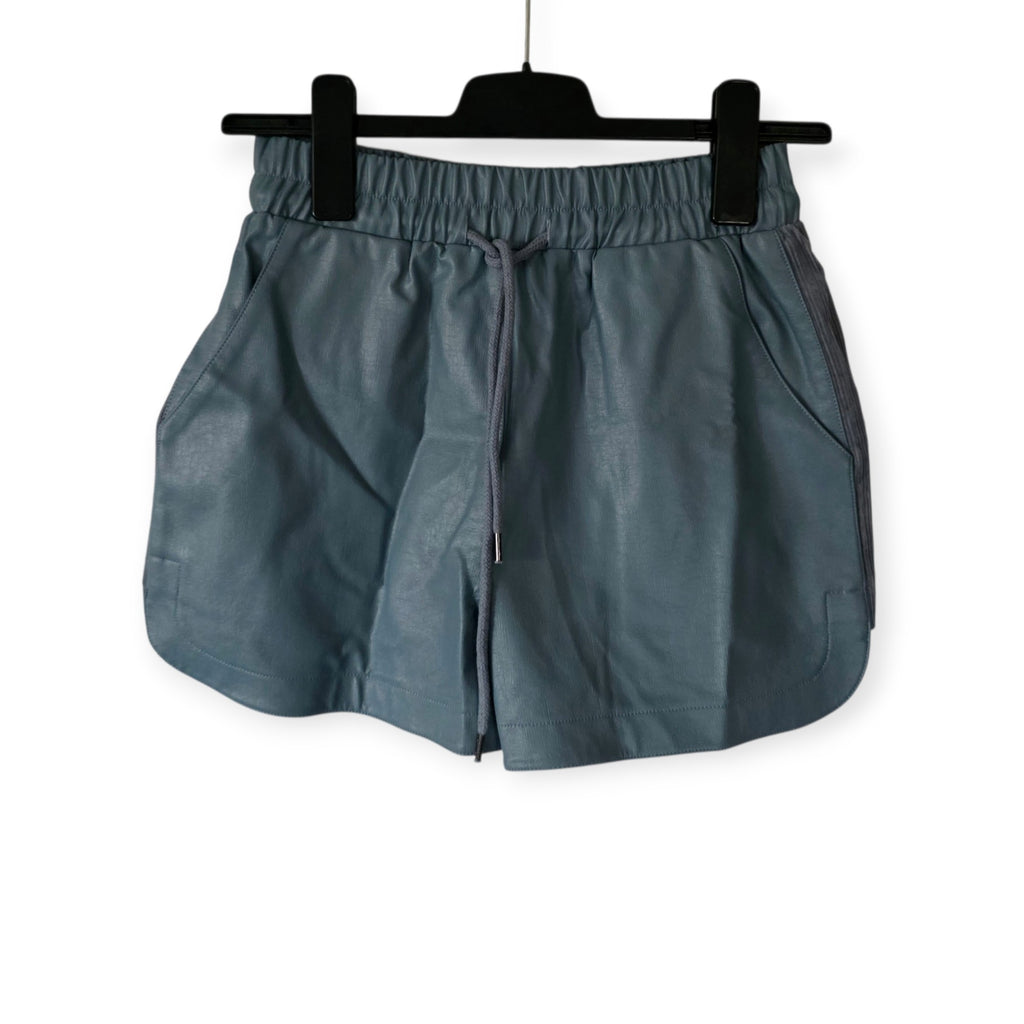 Maje blauwgrijze faux leather korte broek short FR34 xs tweedehands dames designer