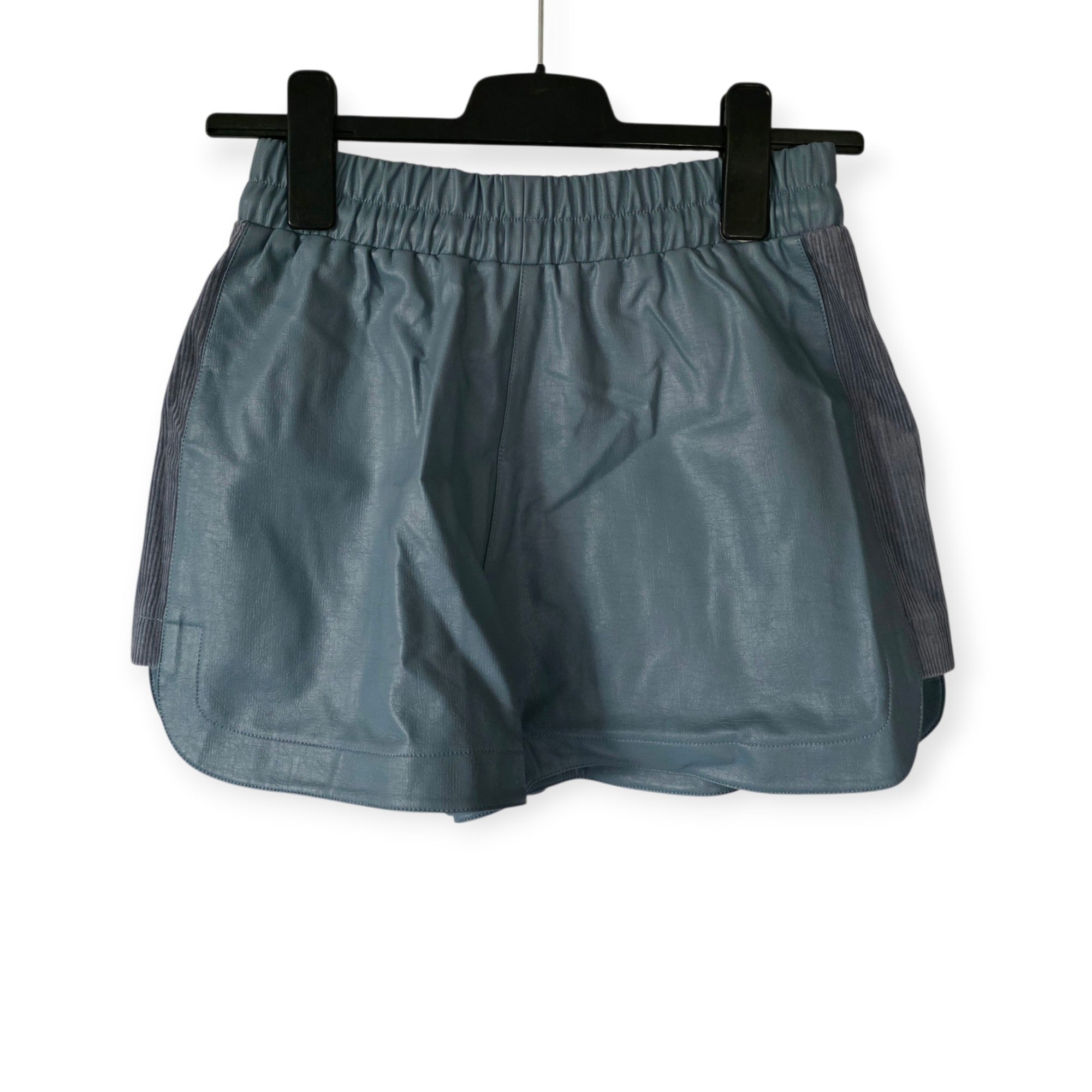Maje blauwgrijze faux leather korte broek short FR34 xs tweedehands dames designer
