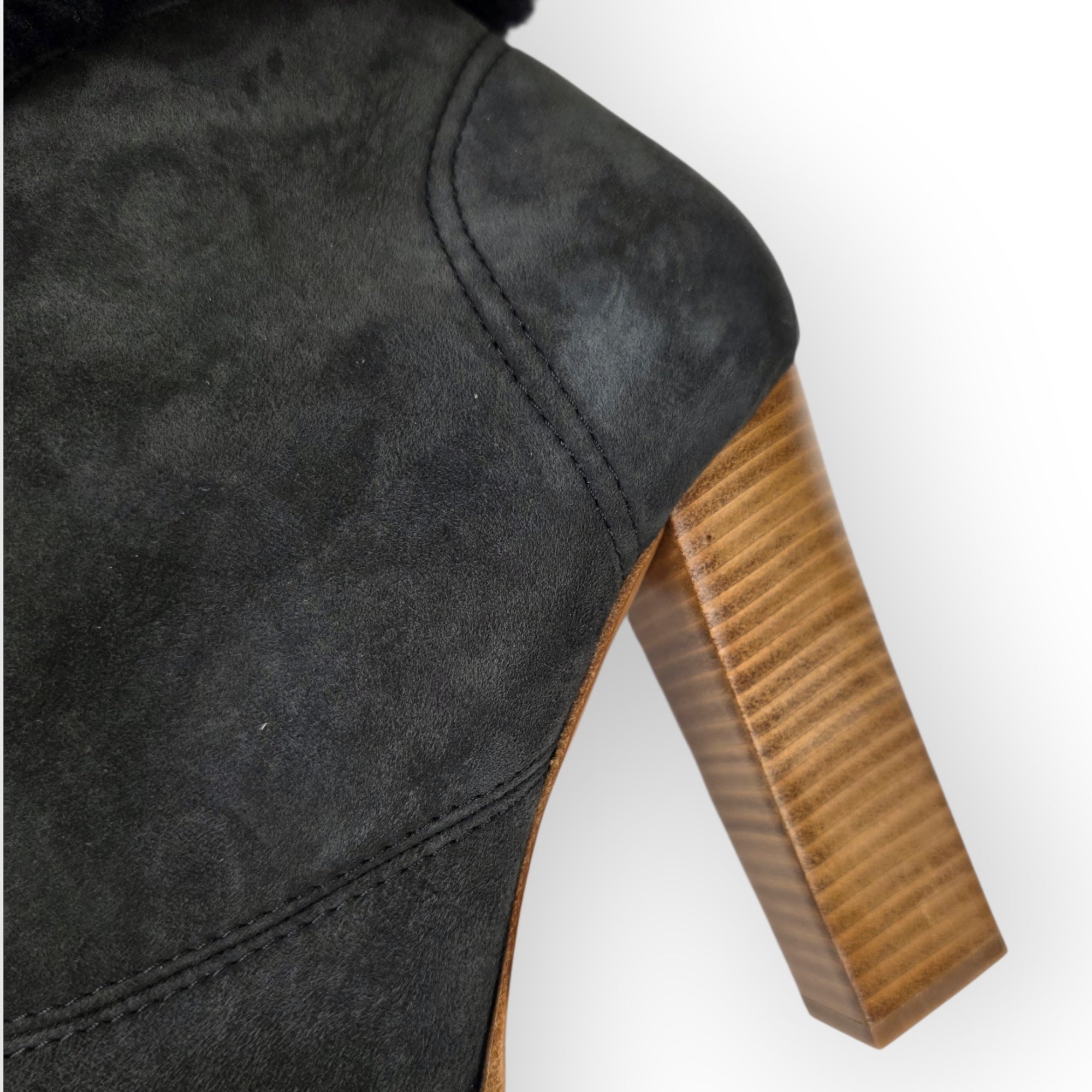 Chloe enkellaarzen antraciet grijs 40.5 suede wol leer tweedehands dames designer