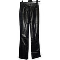 Mugler vintage faux leather dames broek zwart wijde pijpen FR36 34 xs tweedehands designer dames