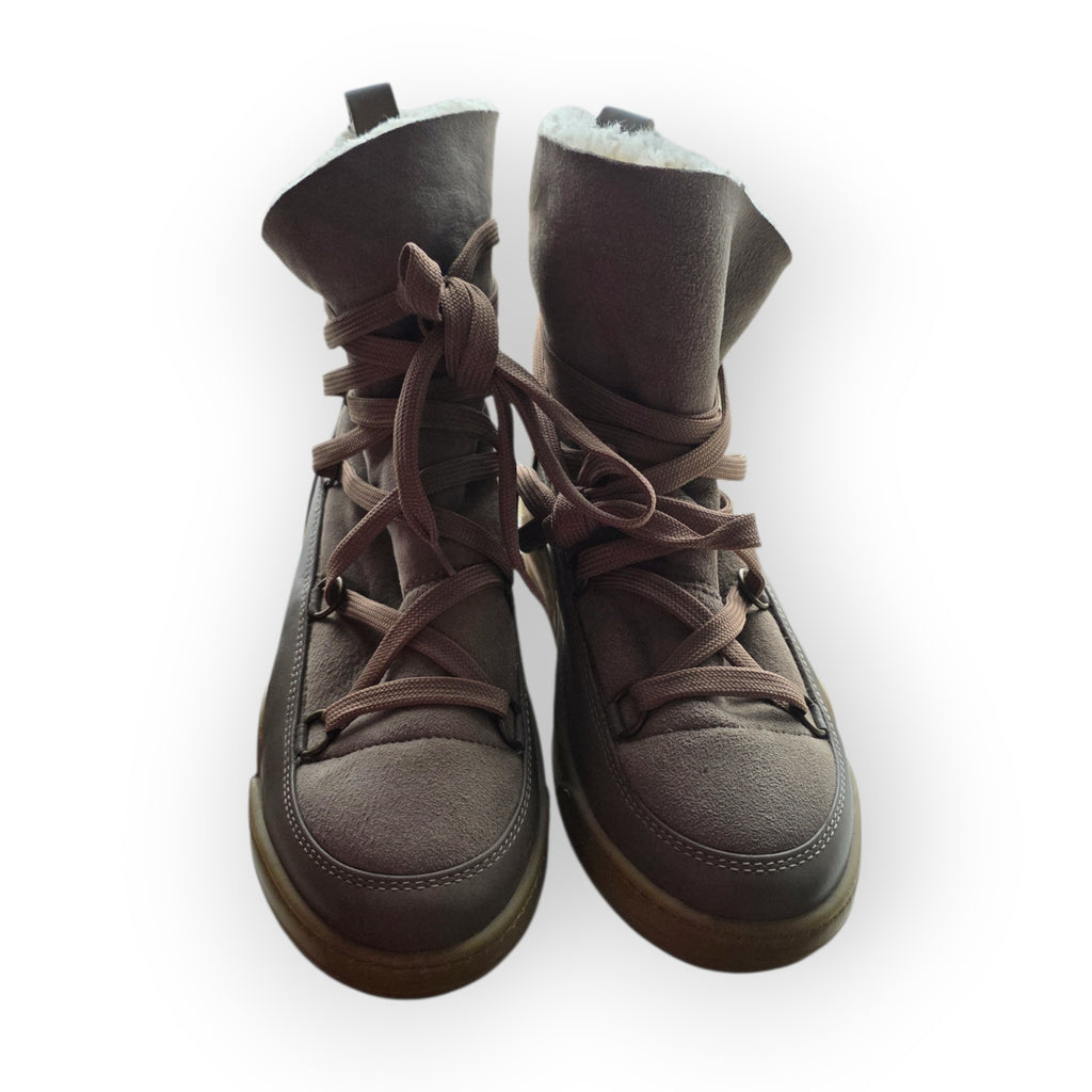Serafini Moon bruin taupe moonboots maat 40 suede wedge sneakers enkellaarzen tweedehands dames designer