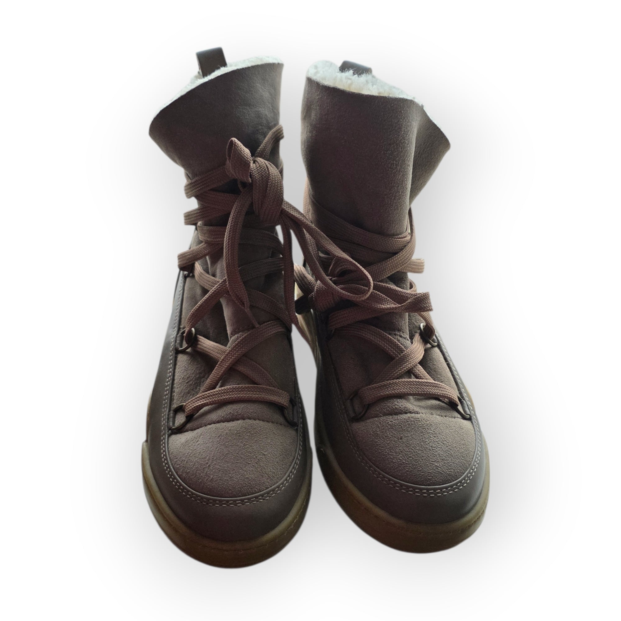 Serafini Moon bruin taupe moonboots maat 40 suede wedge sneakers enkellaarzen tweedehands dames designer