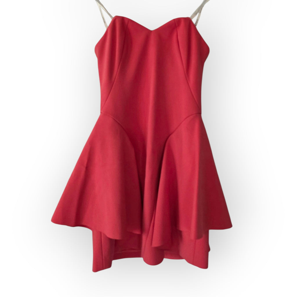 Halston Heritage strapless mini jurk koraal roze xs 34 tweedehands dames designer