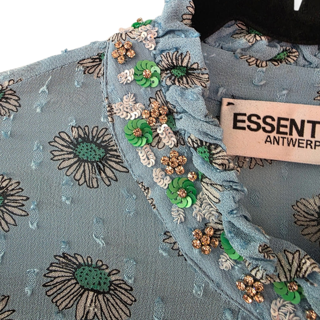Essentiel Antwerp midi jurk Daisy blauw semi sheer 38 M tweedehands dames designer