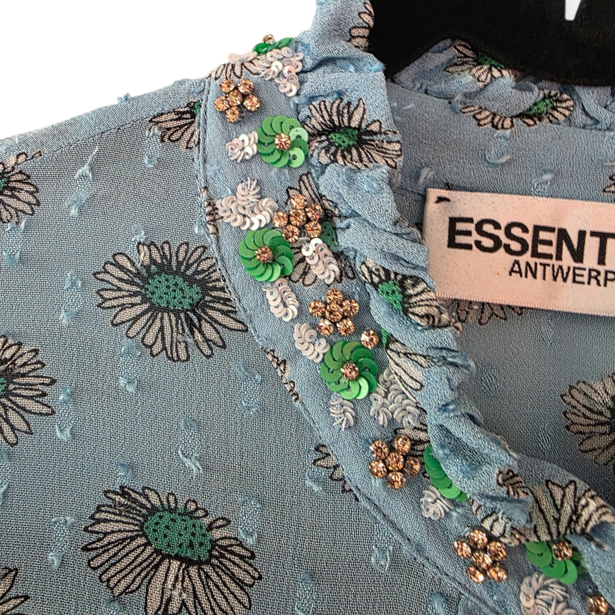 Essentiel Antwerp midi jurk Daisy blauw semi sheer 38 M tweedehands dames designer