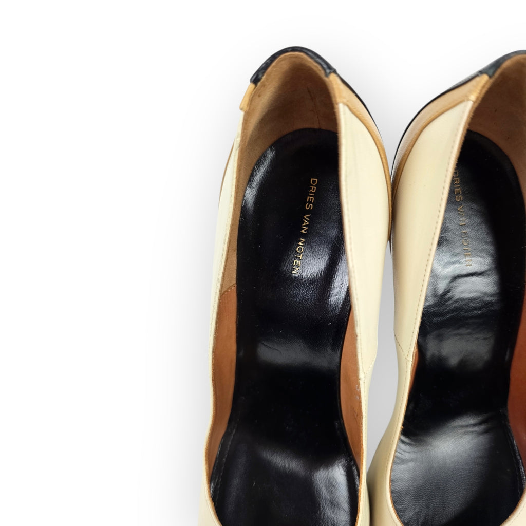 Dries Van Noten colourblock leren pumps maat 38 met doos tweedehands dames designer